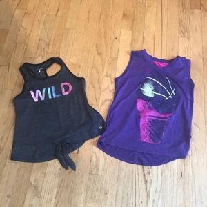 Layer8 gray tank top and Reebok Purple tank top